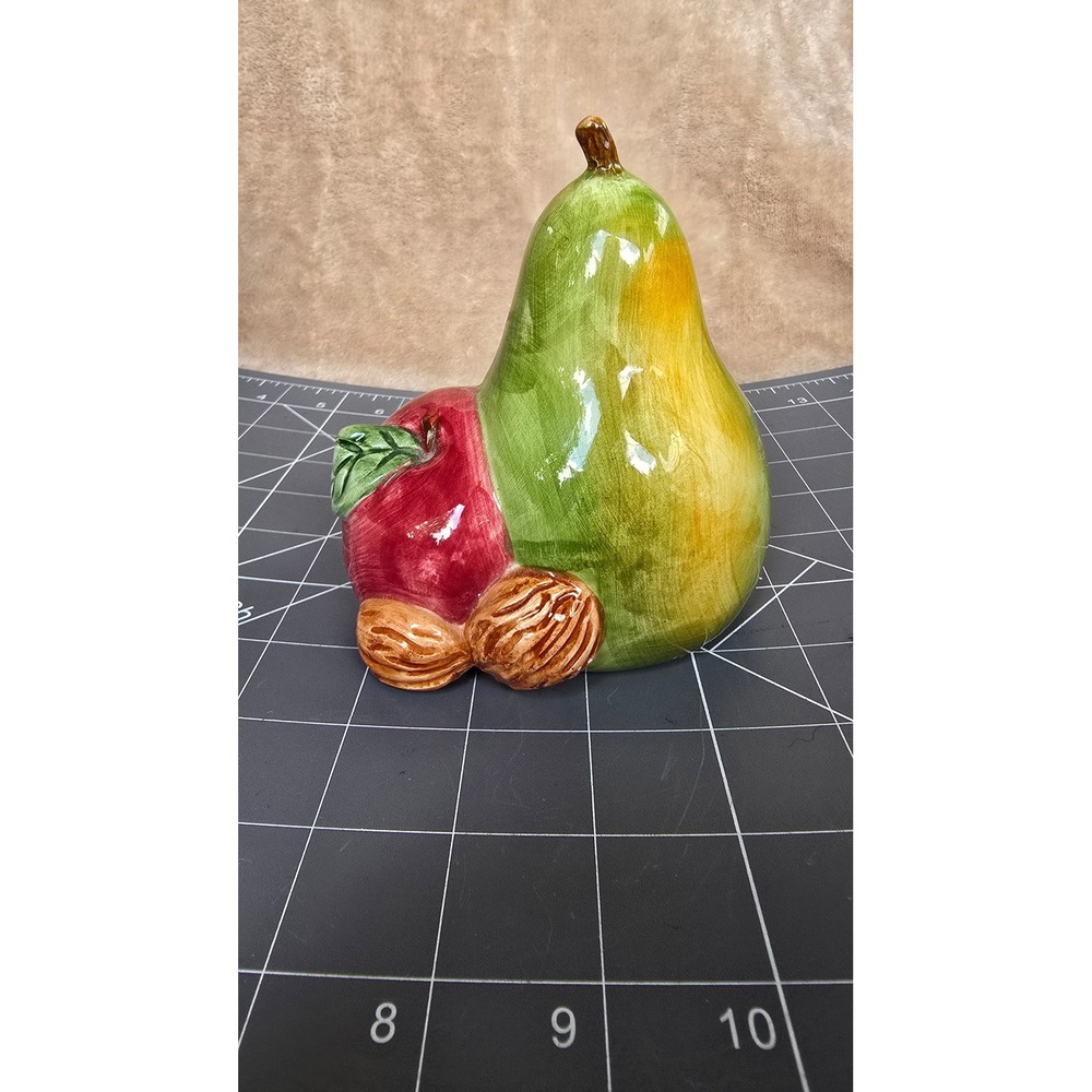 Cooks Club Ceramic Fruit Sponge Holder Pear Apple Walnut Kitchen Decor